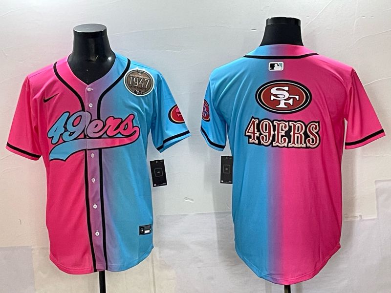 Men 2025 San Francisco 49ers Blank Blue pink Nike Limited NFL Jersey style 08->san francisco 49ers->NFL Jersey